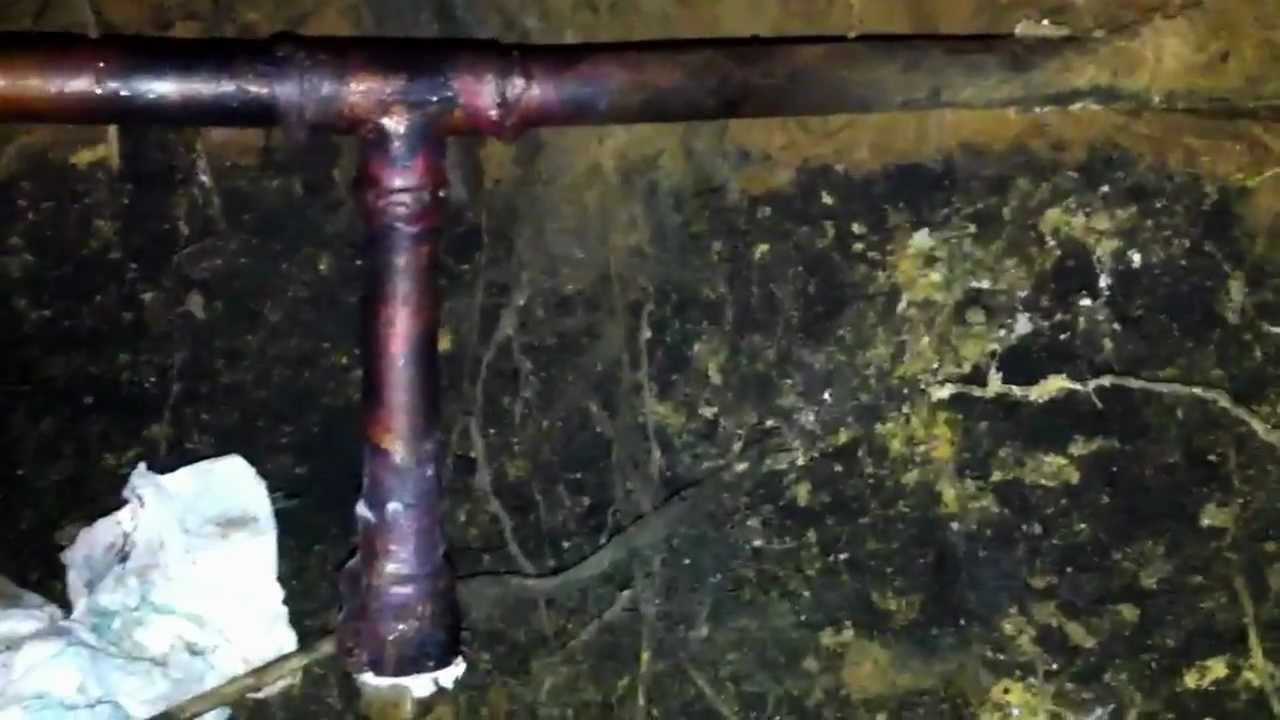 copper water line leak repair under house plumbers dallas - YouTube