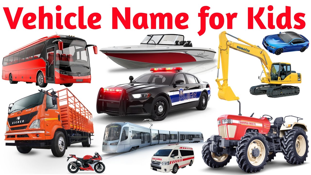 Easy Vehicle Names for Kids | Car, Bus, Train, Airplane & Boat | Educational Video Vocabulary 