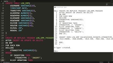 Trigger to store information of employee into log whenever DML operation performed (Trigger Demo-3)