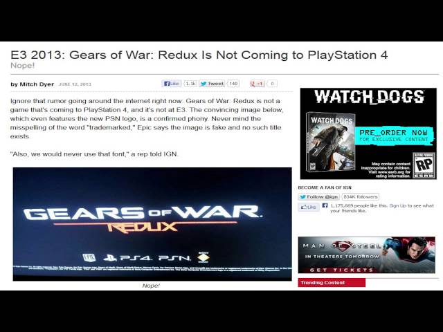 E3 2013: Gears of War: Redux Is Not Coming to PlayStation 4 - IGN