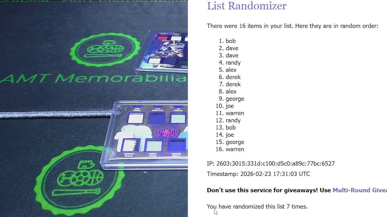 eBay Break 2/23/26 Round #4 2025 Leaf In The Game Used Multi-Sport Player Case Break Round #4