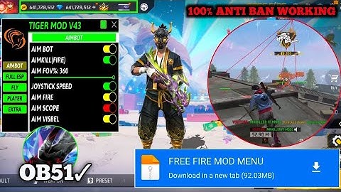 OB51 FREE FIRE MOD MENU 🔥 UNLIMITED DIAMOND HACK 🔥 FF MOD MENU APK 2025
