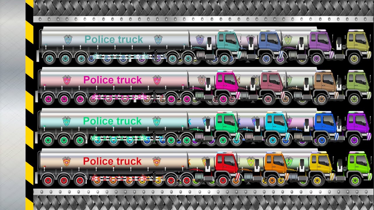 Long Police Tank Truck Survival Race - Escape from Shutter Crushers - Best Stickman Crusher