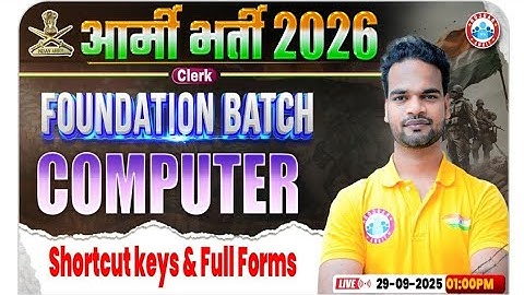 Army Clerk Computer Class 2026, Computer By Shivam Sir || Shortcut keys & Full Forms #army 