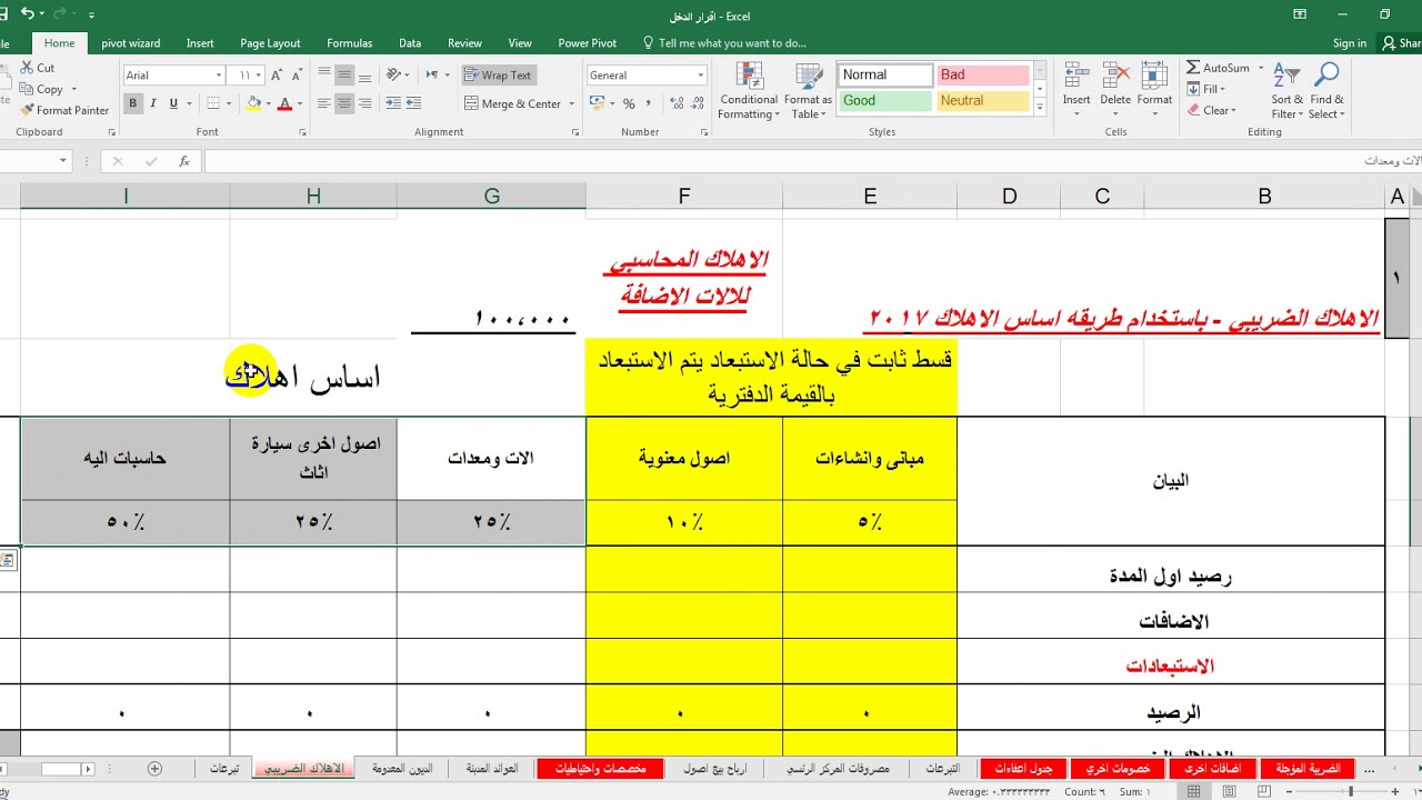 03 الاهلاكات الضريبية والمحاسبية والارباح والخسائر الراسمالية والرصيد السالب لاساس الاهلاك
