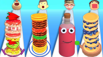 NOODLE RUN vs BURGER RUSH vs PANCAKE RUN vs JUICE RUN - Quadruple Gameplay All Levels 2023