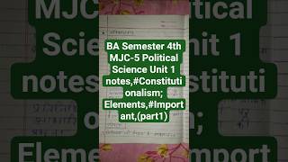 BA Semester 4th MJC-5 unit1 notes #constitutionalism; Elements,#important,#Political science,#brabu