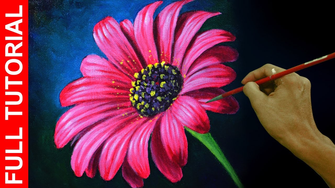 How to Paint a Daisy Flower in Real Time Acrylic Painting Tutorial ...