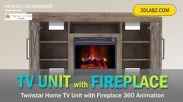 TV Unit with Fireplace 3D Model, 3D Render and 360 Animation - Twinstar Home
