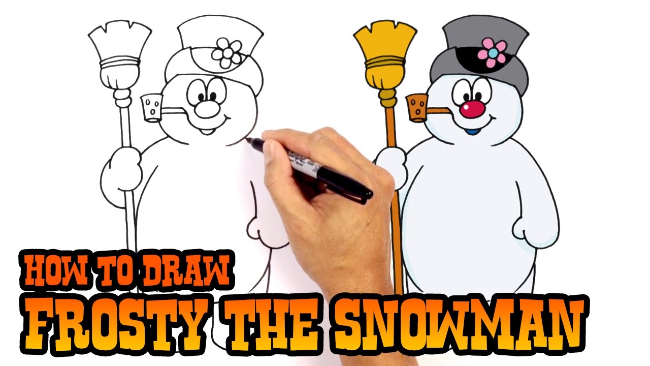 How To Draw Frosty The Snowman Christmas Drawing Lesson Youtube