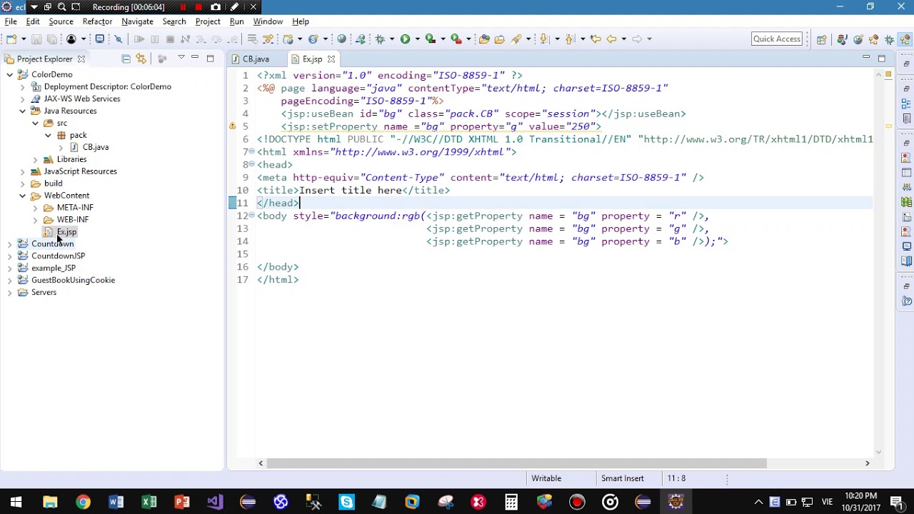 Demo Example of using Java Bean - YouTube