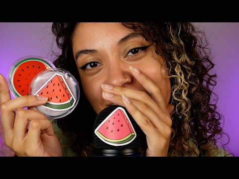 *100% SENSITIVITY ASMR* WATERMELON THEME (clicky whispers, mouth sounds, skincare & more)