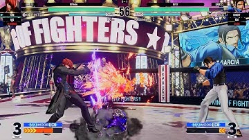 KOF XV_ O.Shermie & Iori vs. Clark, Robert & Kim