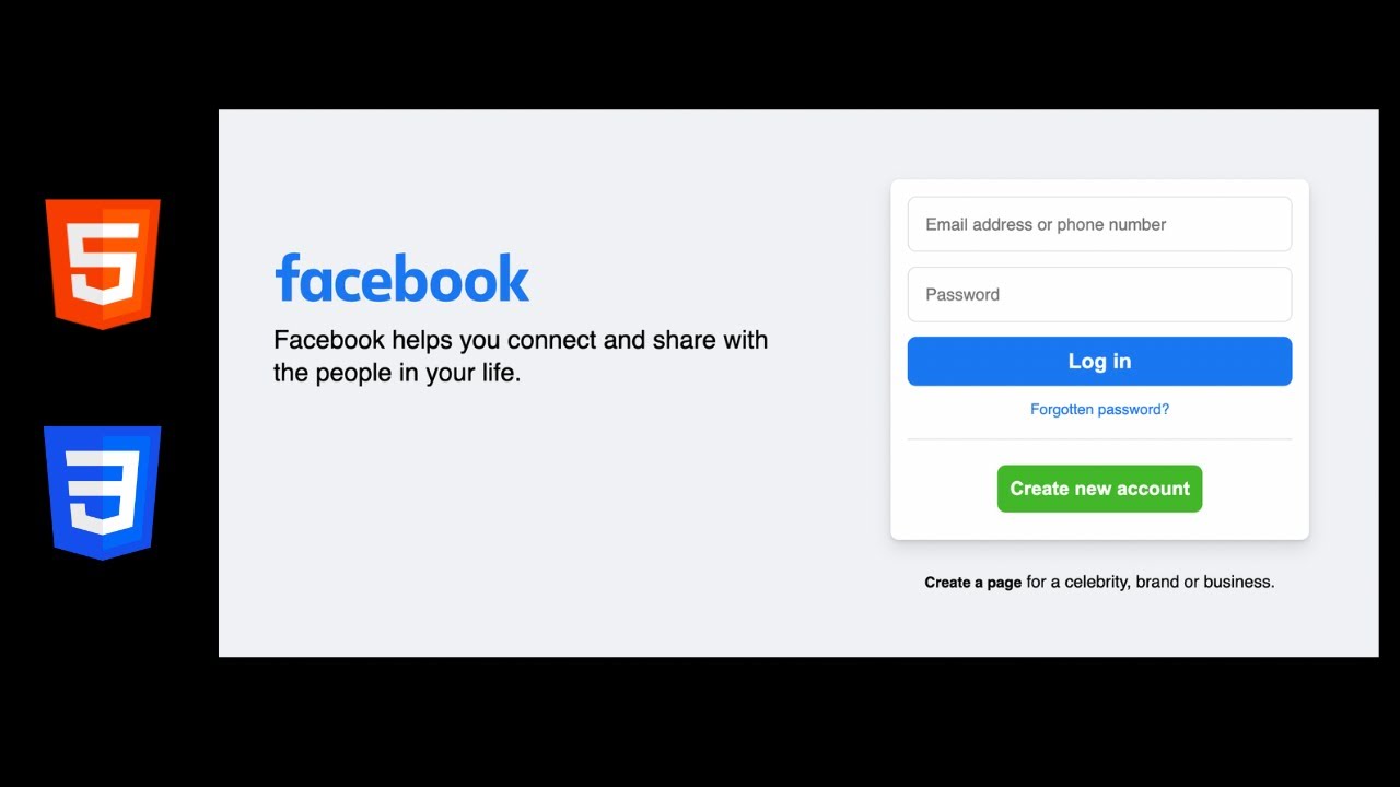 How To Create Facebook Login Page Design Using Only HTML And CSS