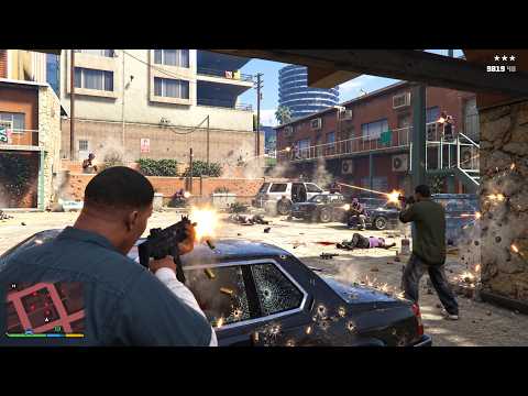 GTA 5 - Franklin & Lamar Gang Motel Raid + Ten Star Escape