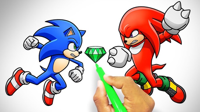 Como DESENHAR o KNUCKLES do SONIC 2 - Cómo DIBUJAR a KNUCKLES de SONIC 2 -  DRAWING KNUCKLES SONIC 2 