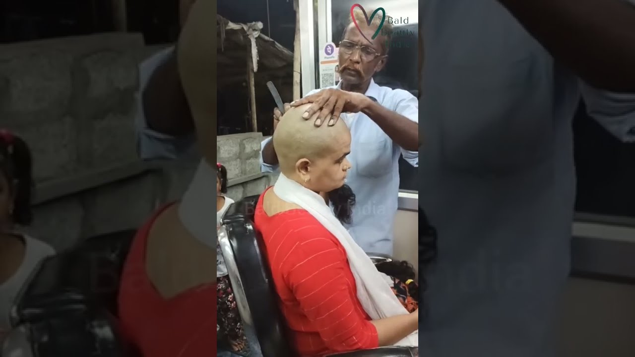 Indian Girl Headshave in Barbershop || Hair Donation