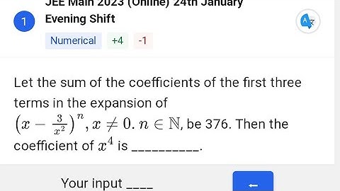 let the sum of the coefficients of the first three terms in the expansion of (x-3/x^2)^n be 376