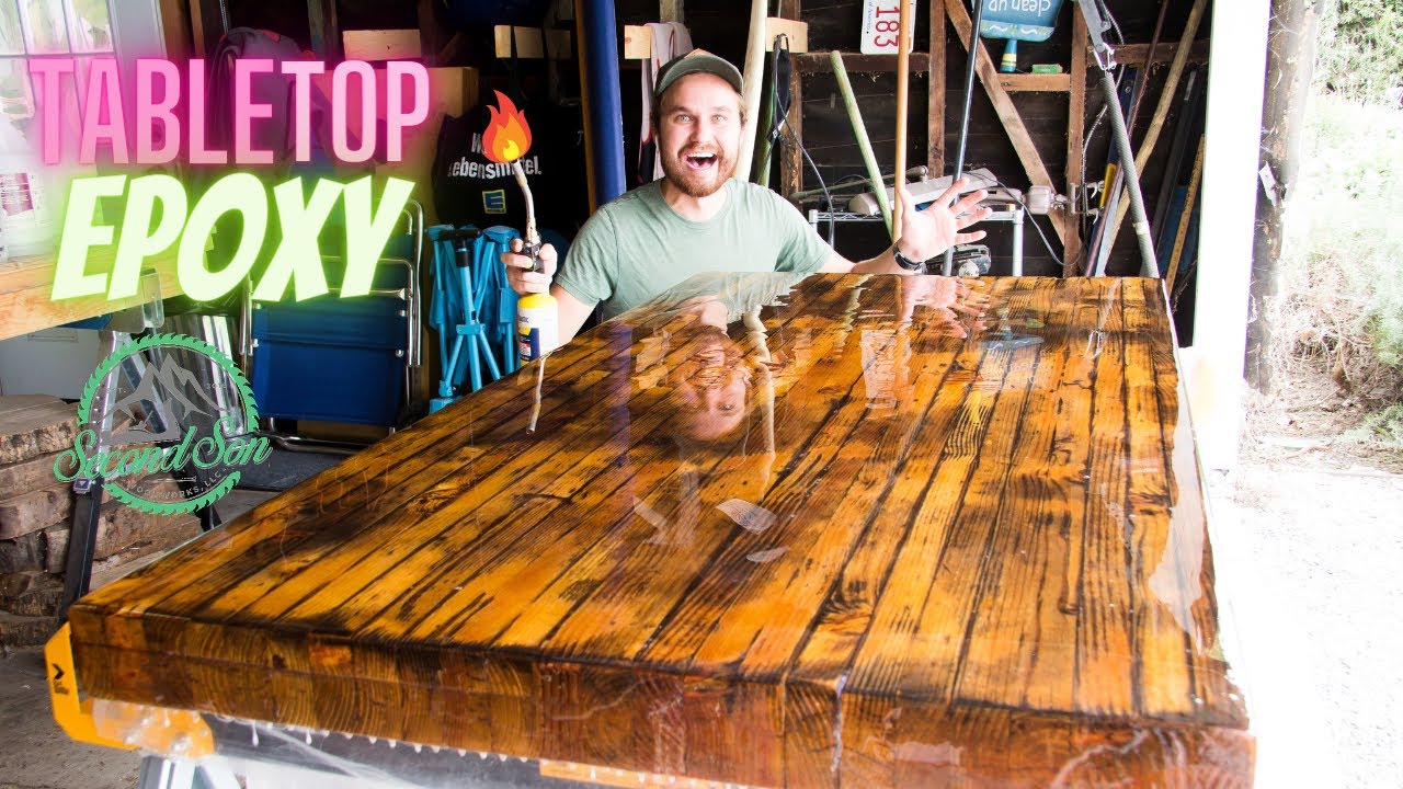 Epoxy Pour on a 2x4 Table // What To Do If Epoxy Bubbles 