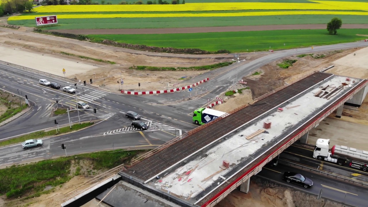 Autostrada A1 budowa węzła Mykanów YouTube