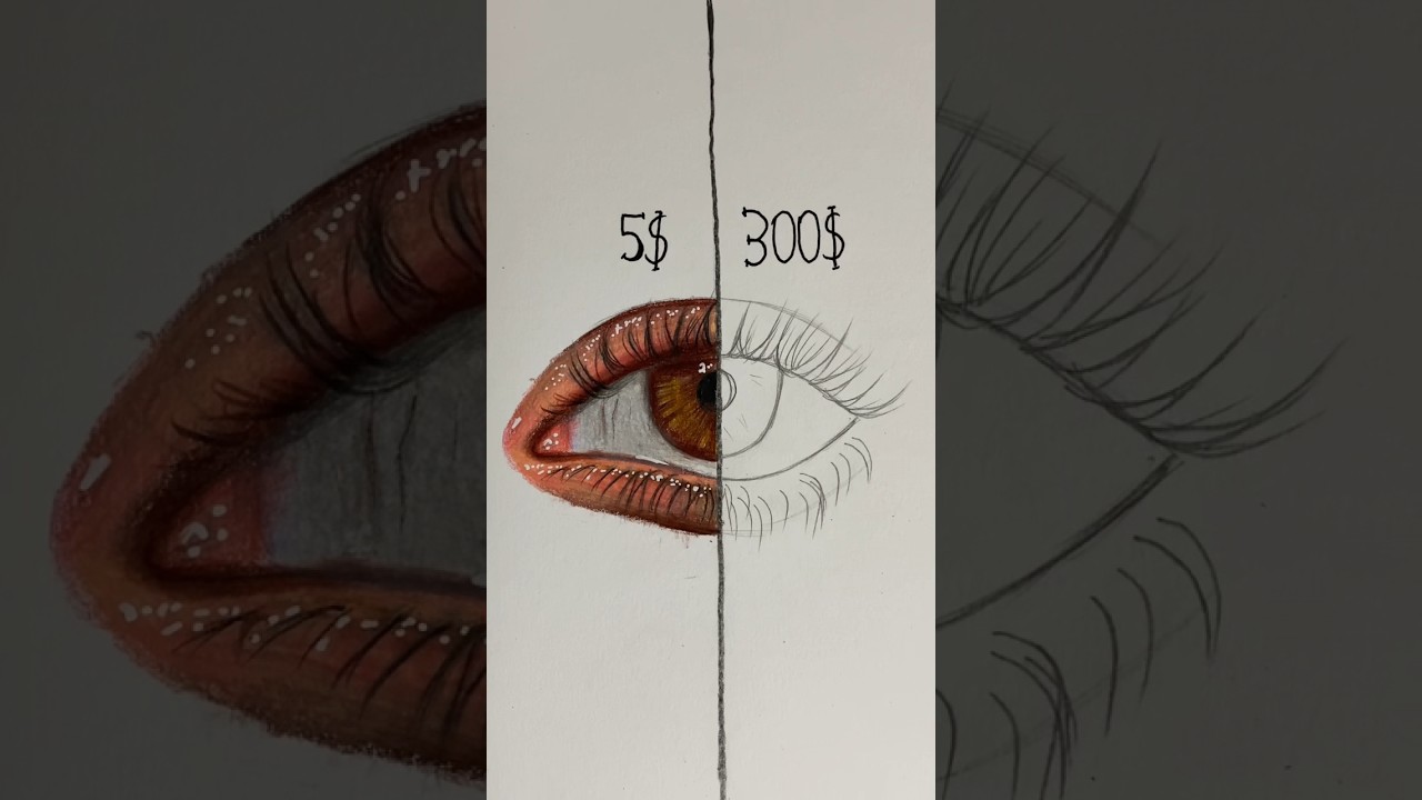 5$ vs 300$ realistici eye drawing tutorial 