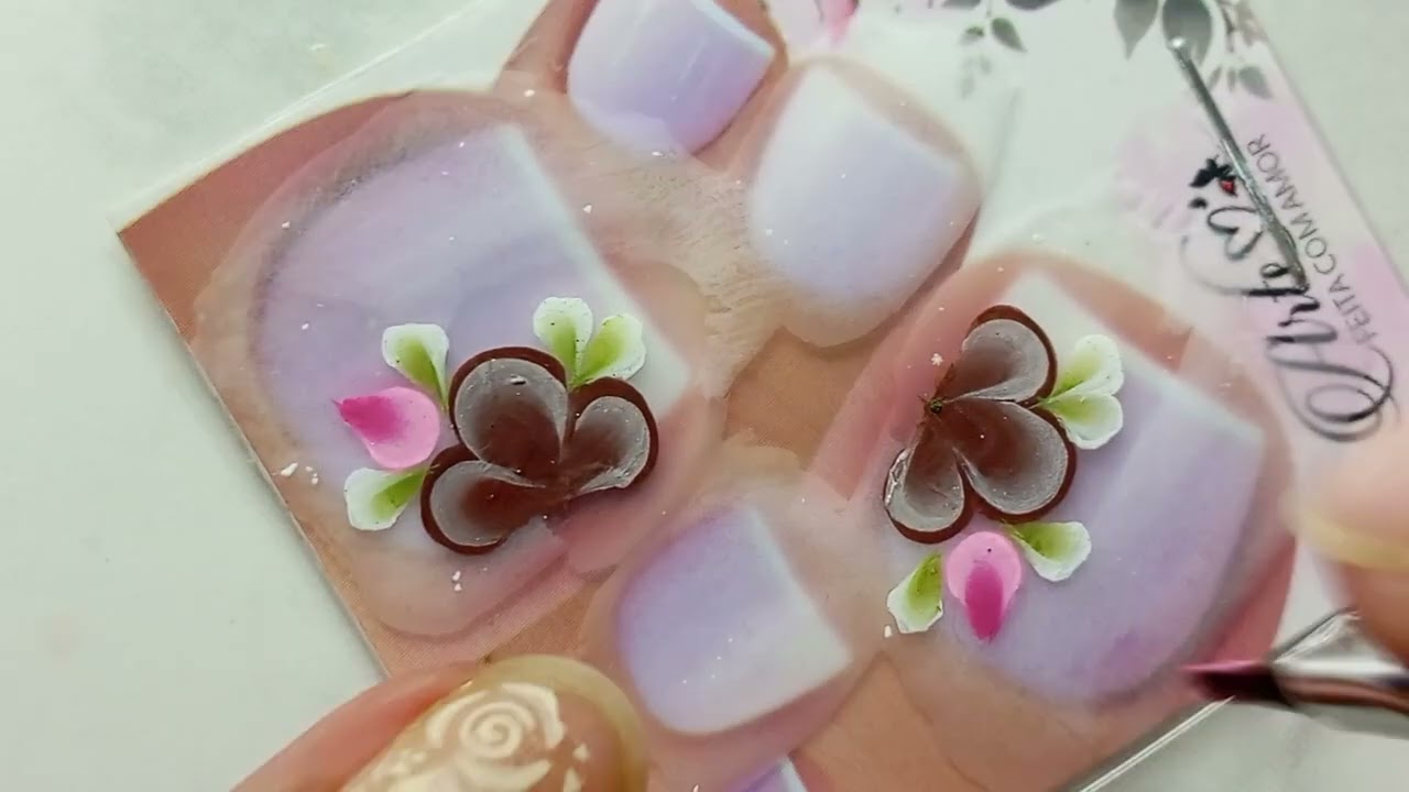 Passo a passo de flor marrom com dois tipos de pétalas 💅