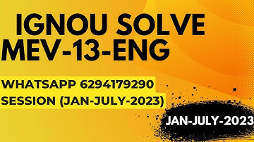 mev-13 solved assignment 2022-23 / mev-13solved assignment 2023 in english/ ignou mev-13