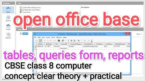 open office data base table form queries reports class 8 cbse computer notes study base practical