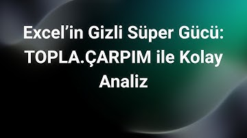 Excel’de Gizli Süper Gücü Keşfedin. - Ömer BAĞCI
