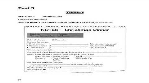 IELTS Listening Day K Notes Christmas Dinner