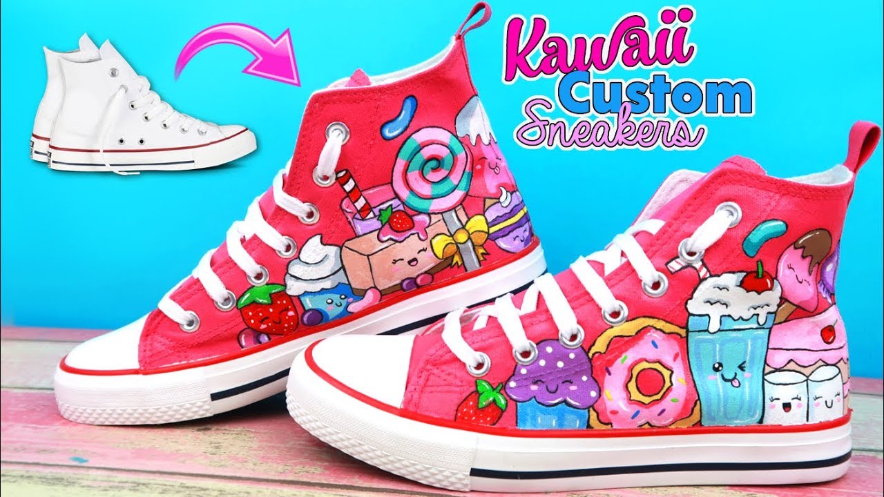 Painting My Sneakers In Kawaii Style Customize Your Shoes Art Ideas And Doodles Youtube