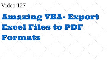 Learn Excel - Video 127- VBA Export Excel files to PDF files
