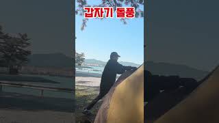 갑자기 돌풍, 얼른 팩 박아! | Sudden gust, stake it fast!