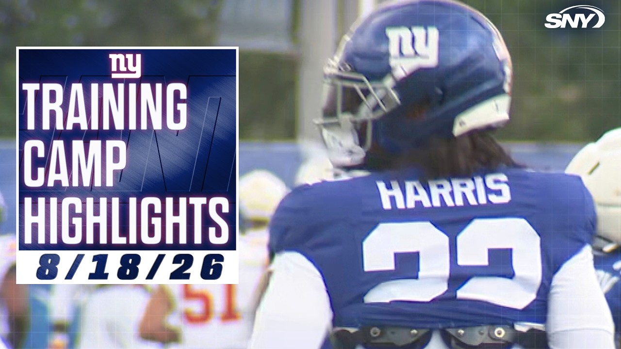Najee Harris arrives at Giants training camp, gets to work with Cam Skattebo and Co.