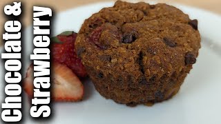 Healthy Banana Bran Muffins With Chocolate & Strawberry