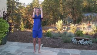Double Breathing with elbows bent touching