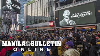Huge crowds of fans outside Staples Center after Kobe Bryant's death