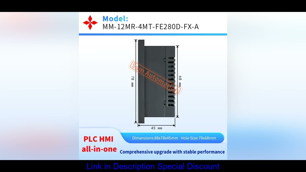 PLC HMI Integrated Programmable Logic Controller, 2.8'' Touch Screen Built-In Analog Signal Input an