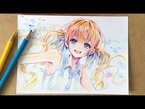 24色セットの色鉛筆で夏っぽい女の子を塗ってみた Byもじゃクッキー Youtube