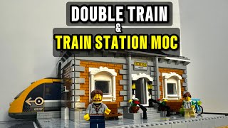 CUSTOM LEGO TRAIN STATION & DOUBLE TRAIN !