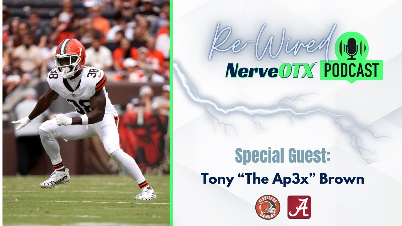 NFL defensive back Tony "The Ap3X" Brown II joins NerveOTX to share his journey from playing at Alabama to entering the NFL as an undrafted free agent. Tony talks about the discipline and relentless work ethic it took to compete at the highest level, his serious approach to taking care of his body, and how he discovered direct current technology while working through injuries. Tony continues to make direct current part of his everyday routine for performance and recovery.  Follow Tony on Instagram/TikTok/X @tmb.ap3x  To learn more about direct current neuro therapy, visit www.nerveotx.com