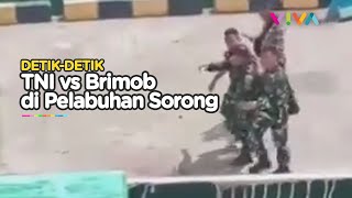 Rekaman CCTV ‘Perang’ TNI VS Brimob di Pelabuhan Sorong, Begini Kronologinya