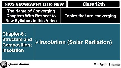 Insolation(Solar Radiation) | Class 12th Chapter-10 Part-01 | NIOS Geography भूगोल | @arunshamu