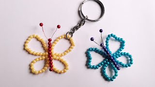 Beaded Butterfly Keychain | make butterfly with beads | Beads craft idea | beaded butterfly tutorial
