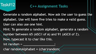 Task#12 | Alphabets Guess | Code Ahead | ASCII Converter | Type Casting | Quiz/Game | C++ | Switch screenshot 5