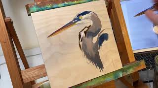 Painting process: Great Blue Heron