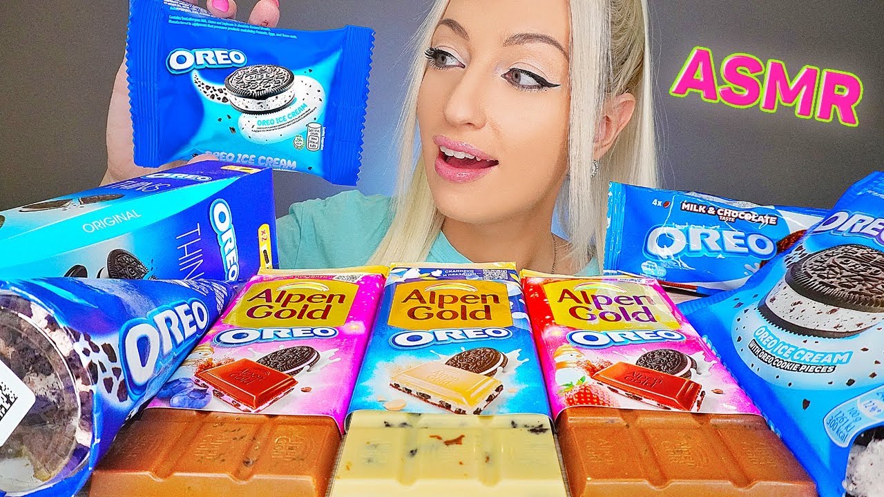 ASMR EATING CHOCOLATE, OREO, ICE CREAM, CANDY BARS, COOKIE (DESSERT) MUKBANG, 초코 바, 디저트 먹방