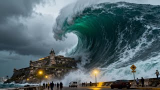 Mega Tsunami 2025 Hits The Caribbean | Monster Waves Destroys Coastal Cities