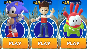 Sonic Dash vs PAW Patrol Ryder Run vs Om Nom Run vs All Characters Unlocked All Bosses Babble Eggman