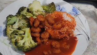 Camarones 🍤 en Salsa Roja y Broccoli 🥦 Receta facil de hacerla 😋